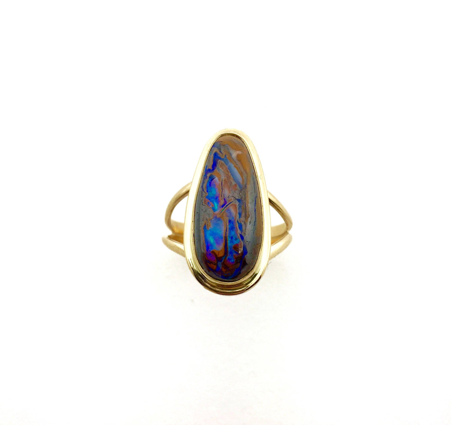 Australian Boulder Opal and 14k Gold Ring