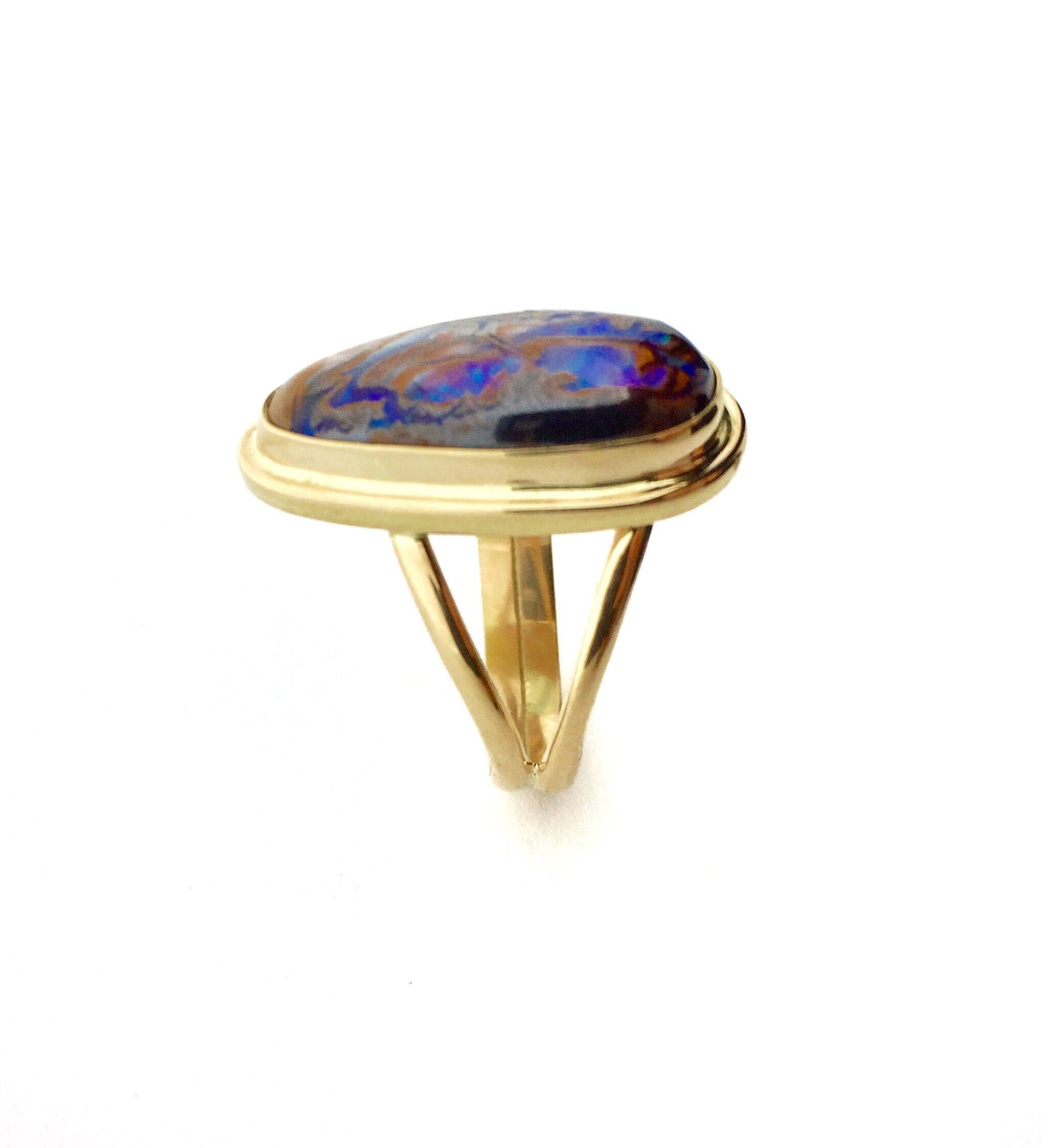 Australian Boulder Opal and 14k Gold Ring