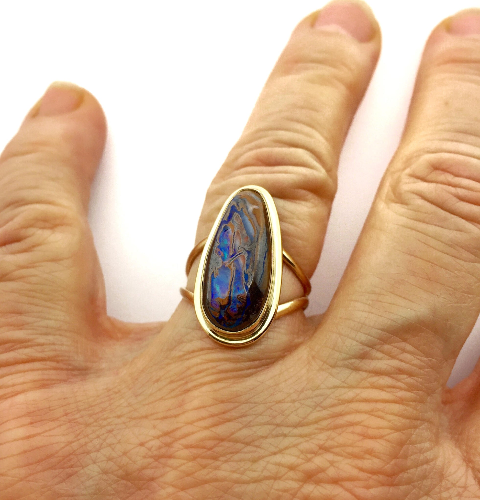 Australian Boulder Opal and 14k Gold Ring