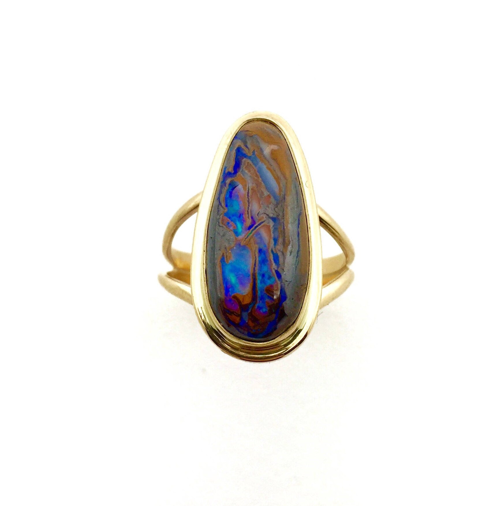 Australian Boulder Opal and 14k Gold Ring
