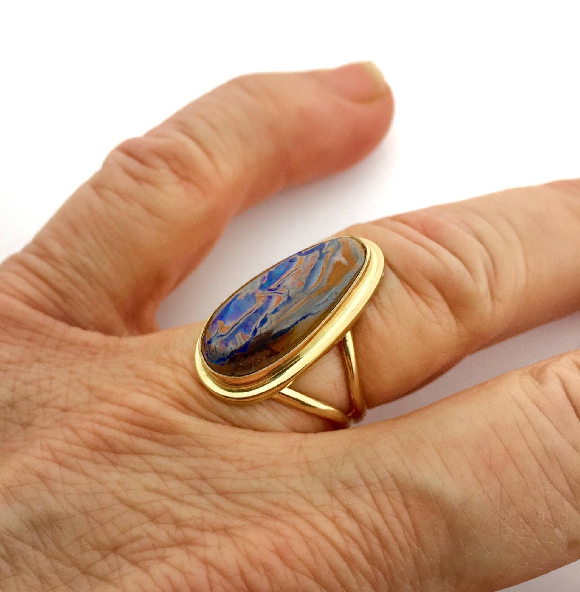 Australian Boulder Opal and 14k Gold Ring