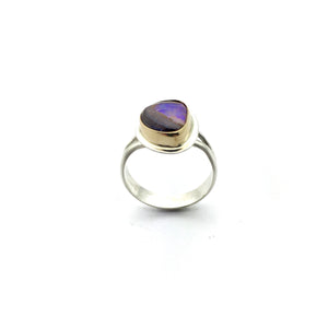 Koroit Opal Ring in 14k Gold and Sterling Silver