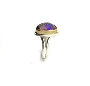 Koroit Opal Ring in 14k Gold and Sterling Silver