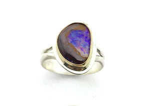 Koroit Opal Ring in 14k Gold and Sterling Silver