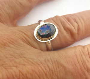 Koroit Opal Ring in 14k Gold