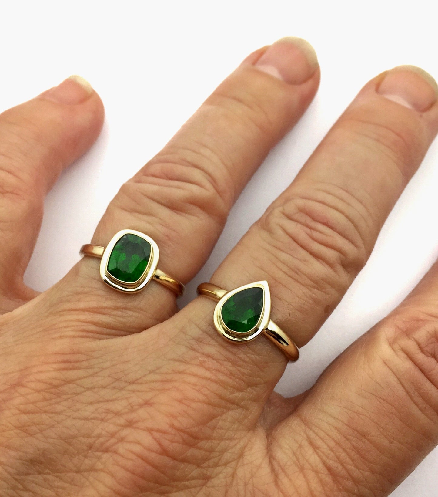 Chrome Diopside Rings in 14k gold