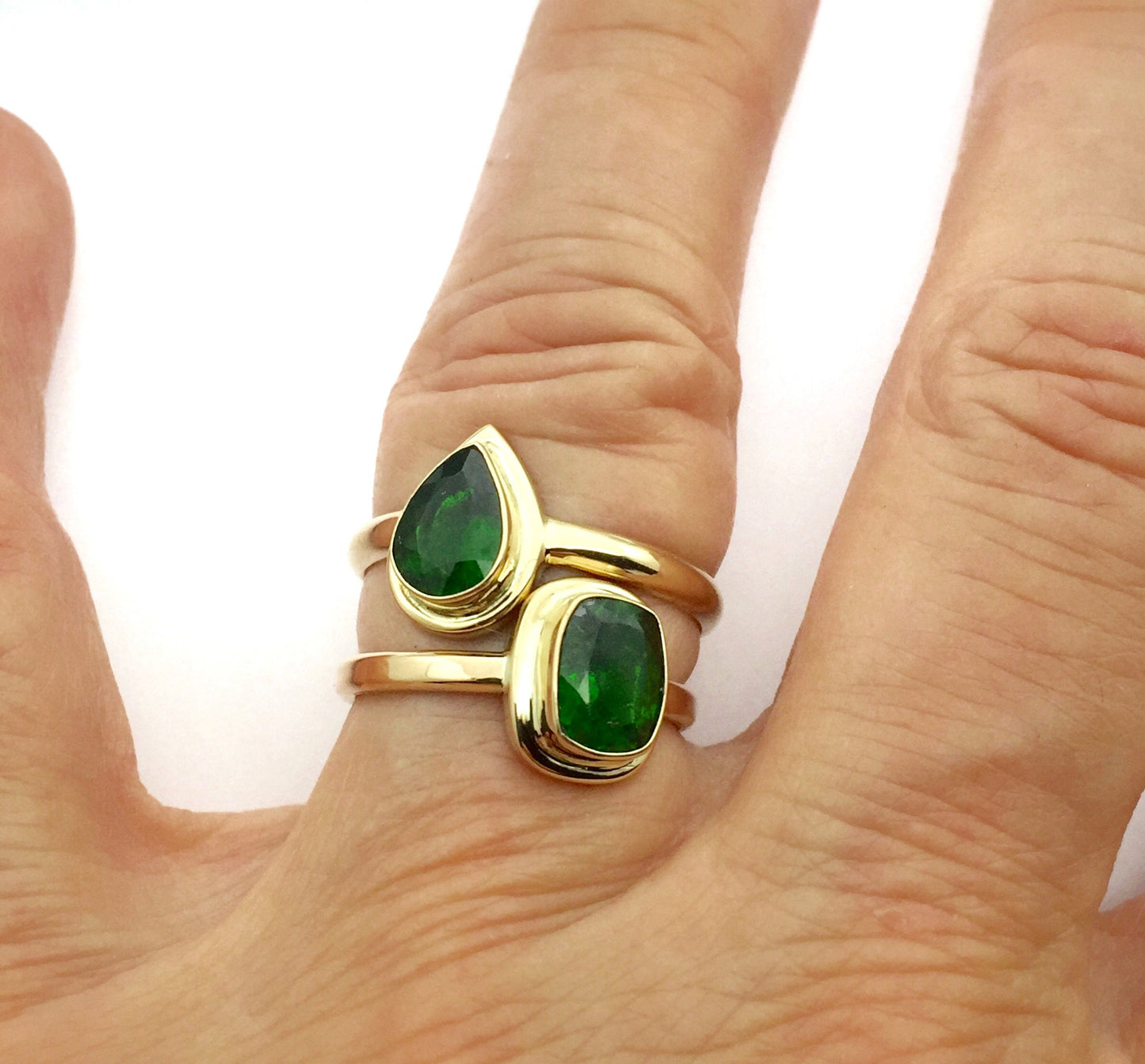 Chrome Diopside Rings in 14k gold