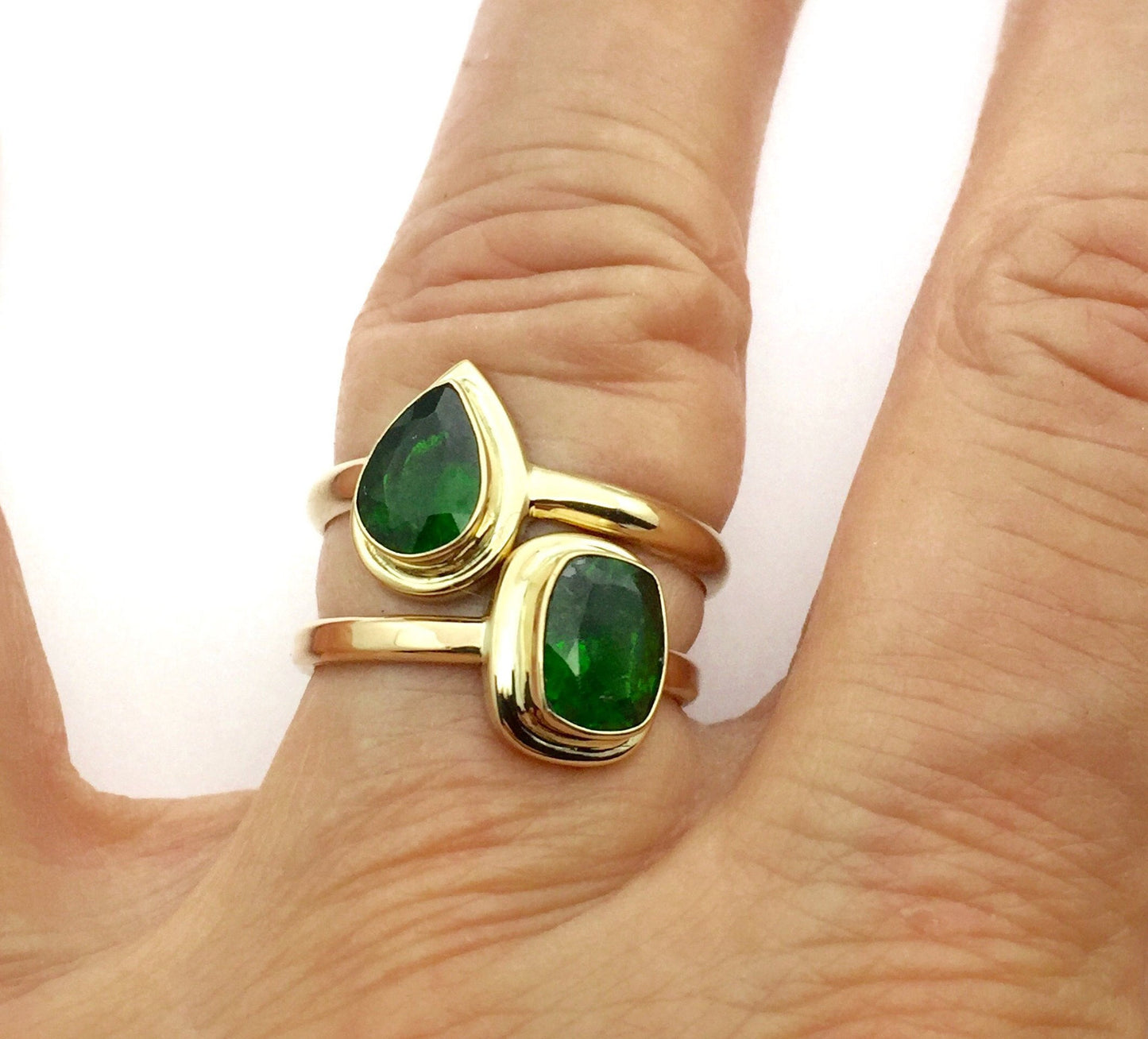 Chrome Diopside Rings in 14k gold