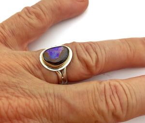 Koroit Opal Ring in 14k Gold and Sterling Silver