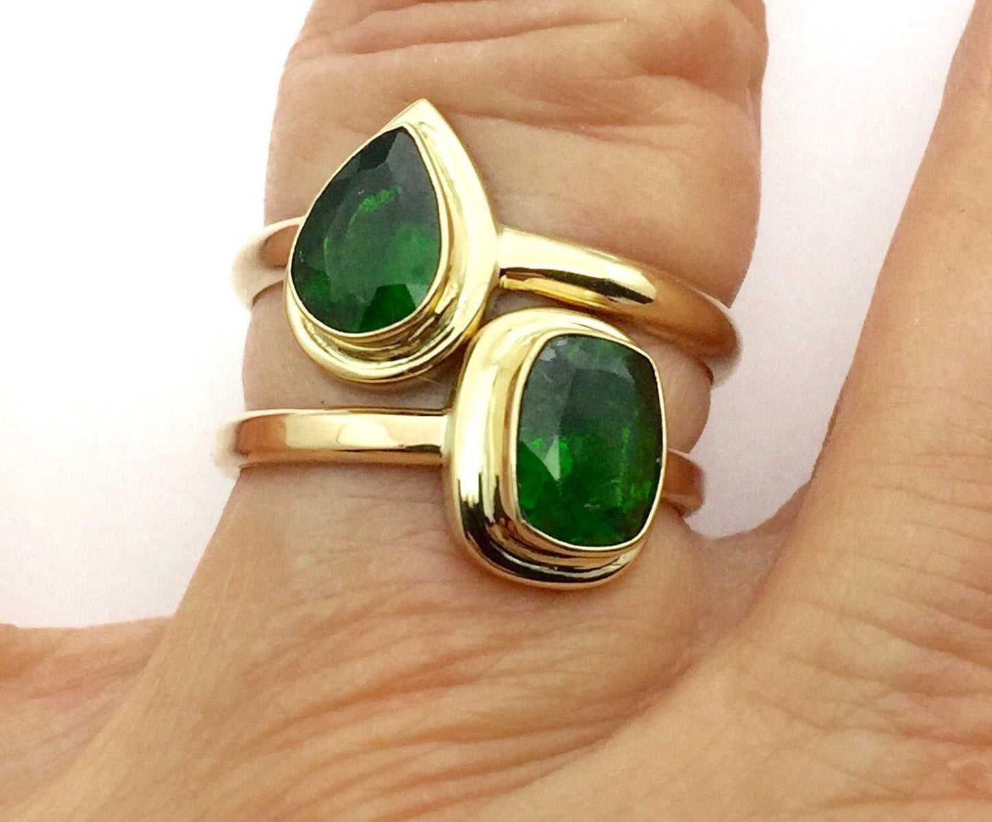 Chrome Diopside Rings in 14k gold