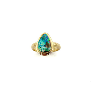 Australian Opal Set in 14k Yellow Gold Ring