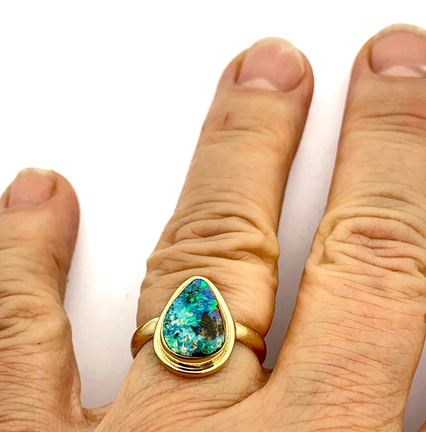 Australian Opal Set in 14k Yellow Gold Ring