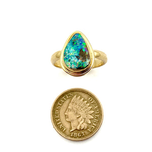 Australian Opal Set in 14k Yellow Gold Ring