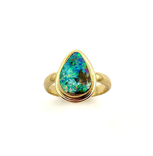 Australian Opal Set in 14k Yellow Gold Ring