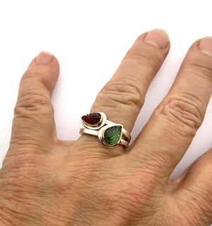 Tourmaline Stacking Rings with 14k Settings and Sterling Silver Bands