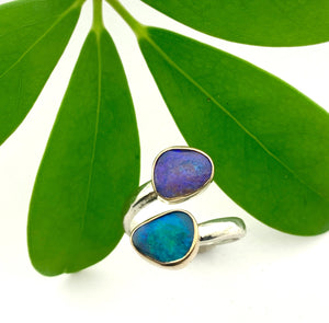 Double Australian Opal Adjustable Ring