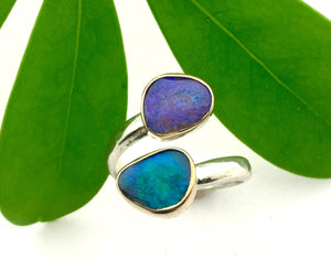 Double Australian Opal Adjustable Ring