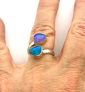 Double Australian Opal Adjustable Ring