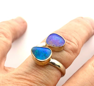 Double Australian Opal Adjustable Ring