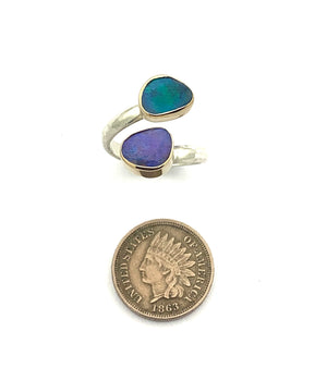 Double Australian Opal Adjustable Ring