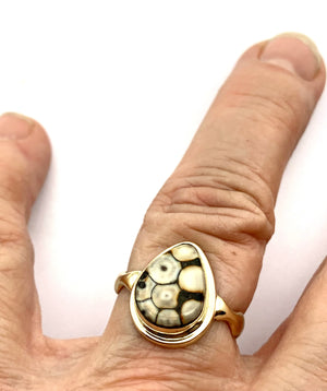 Snakeskin Agate Ring in 14k Gold