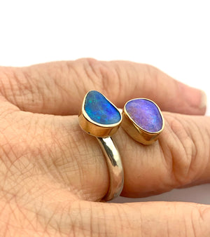 Double Australian Opal Adjustable Ring