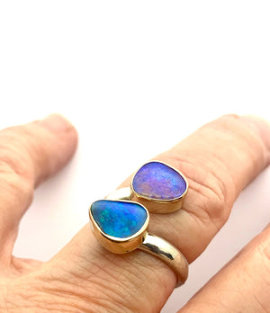 Double Australian Opal Adjustable Ring