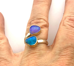 Double Australian Opal Adjustable Ring