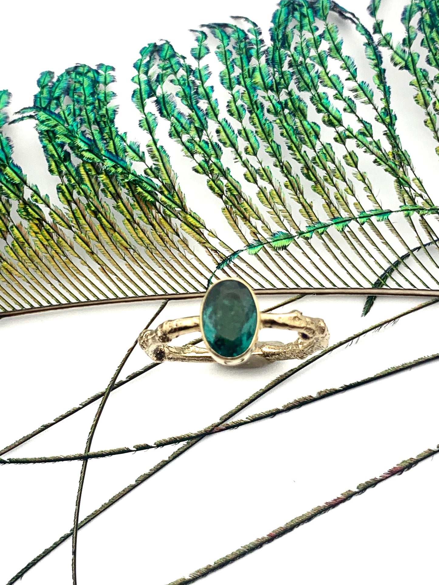 Green Tourmaline Ring 14k Gold, Statement Ring, Friendship Ring, Alternate Engagement Ring, OOAK gold gemstone ring, October Birthstone Ring