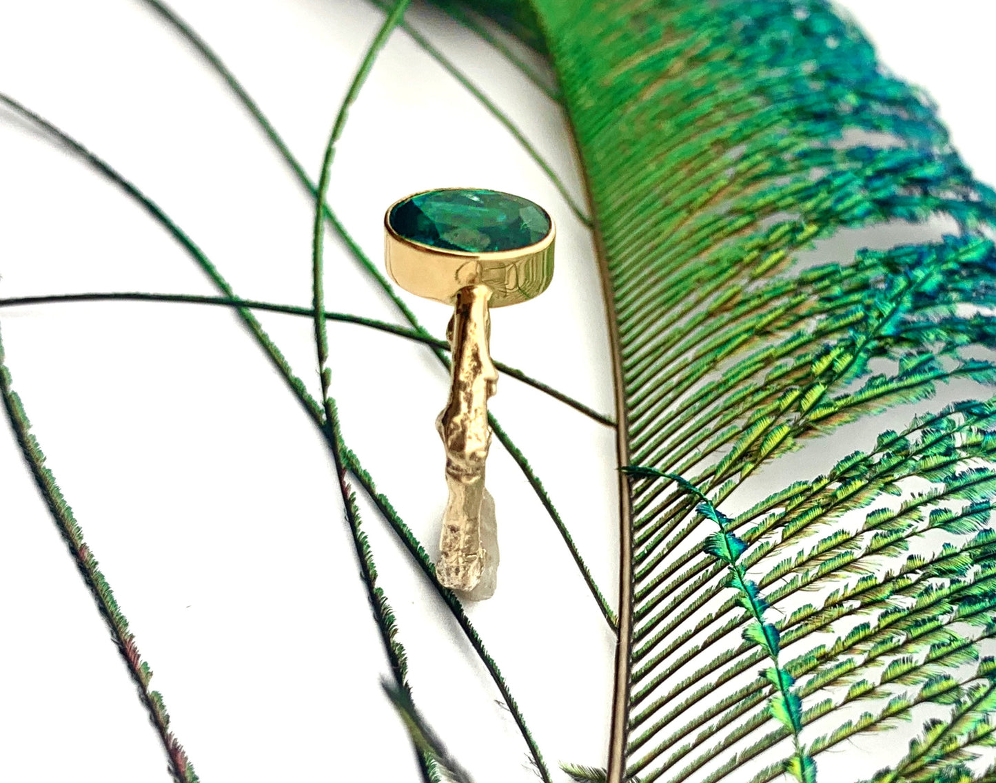 Green Tourmaline Ring 14k Gold, Statement Ring, Friendship Ring, Alternate Engagement Ring, OOAK gold gemstone ring, October Birthstone Ring