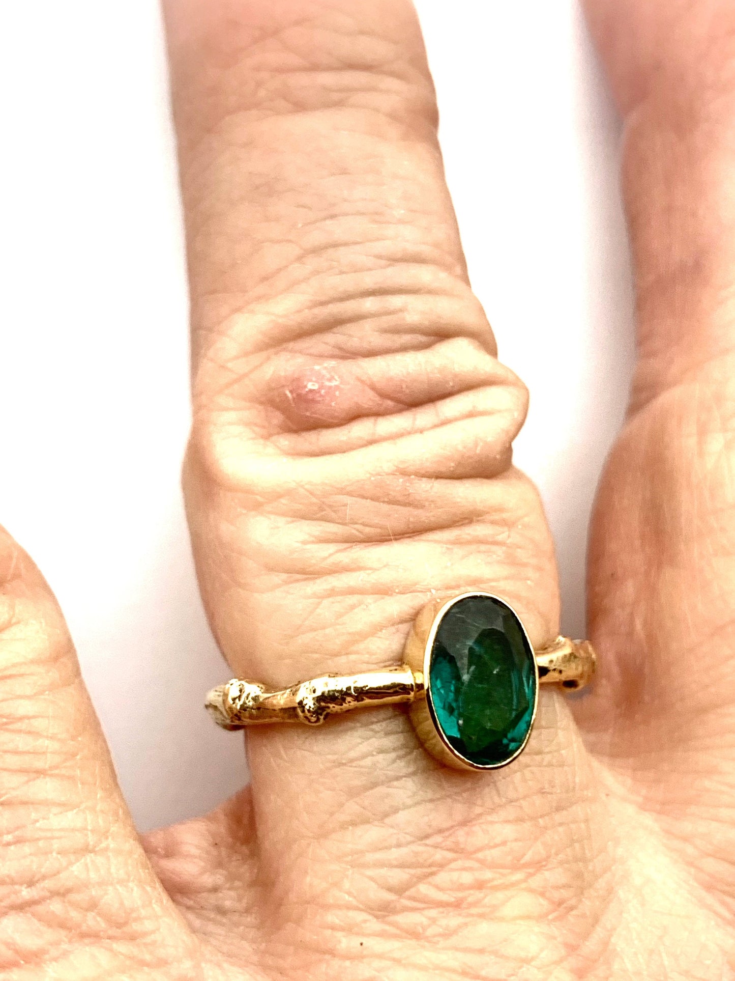 Green Tourmaline Ring 14k Gold, Statement Ring, Friendship Ring, Alternate Engagement Ring, OOAK gold gemstone ring, October Birthstone Ring
