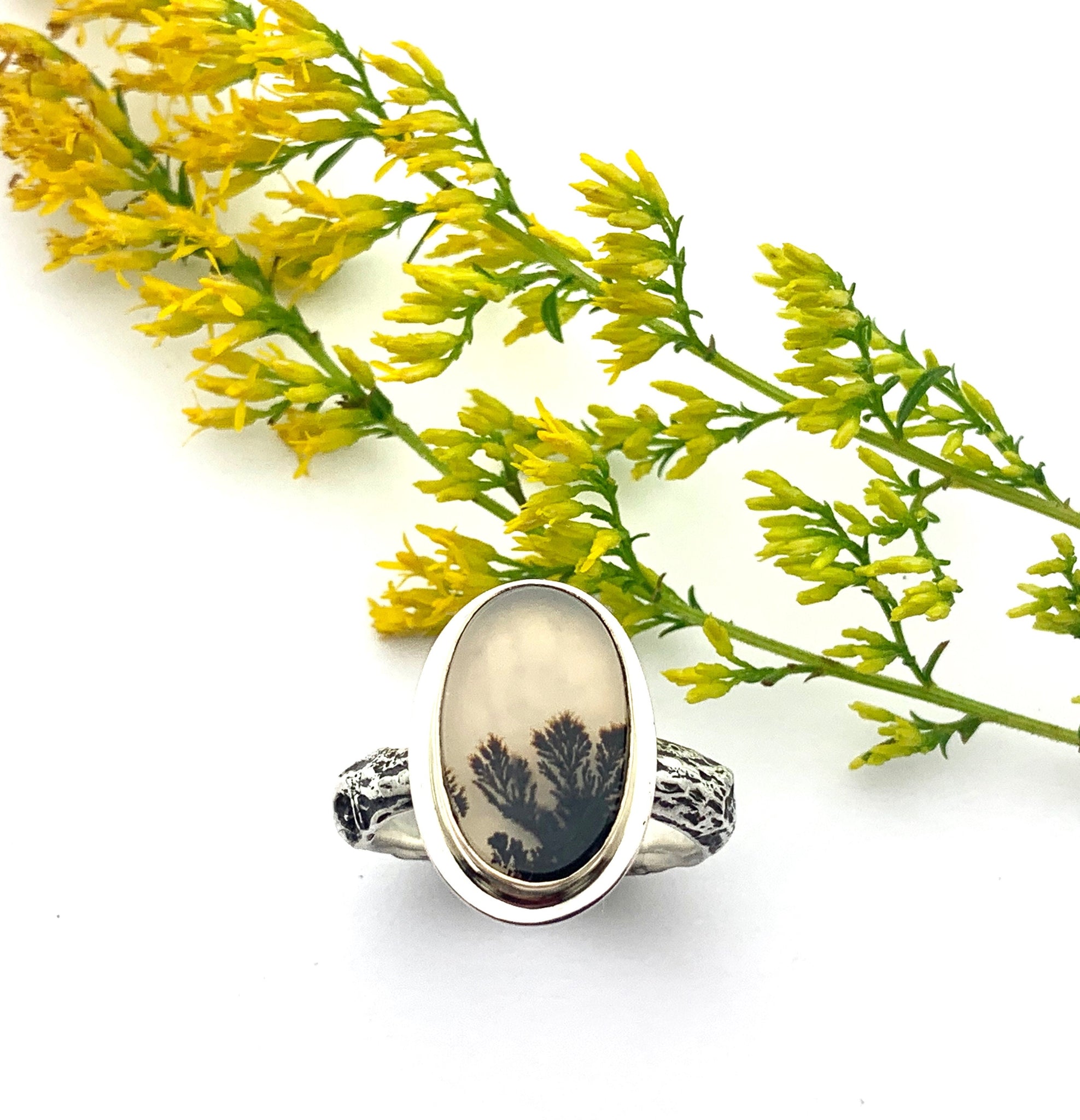 Dendritic Agate in 14k gold and silver