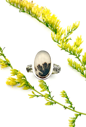 Dendritic Agate in 14k gold and silver