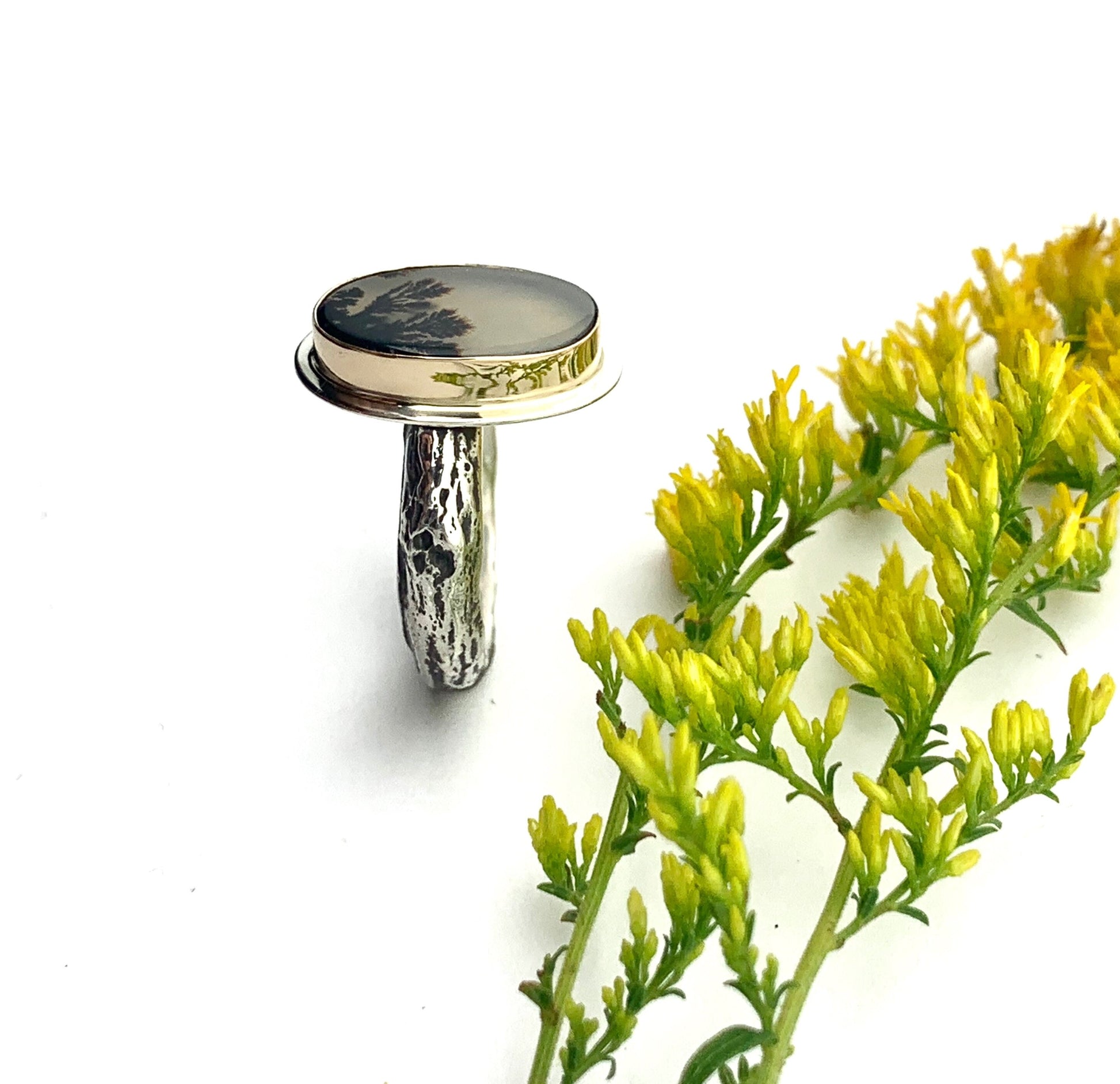 Dendritic Agate in 14k gold and silver