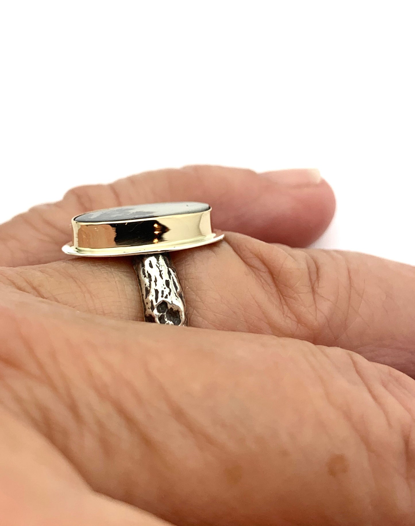 Dendritic Agate in 14k gold and silver