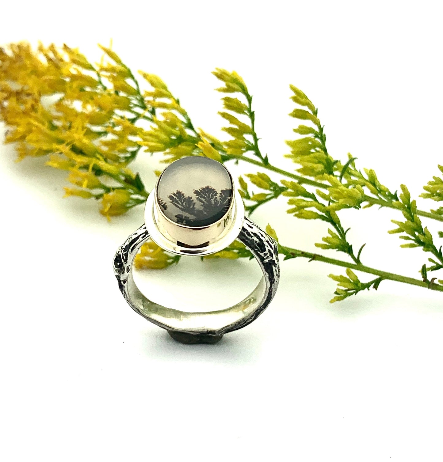 Dendritic Agate in 14k gold and silver