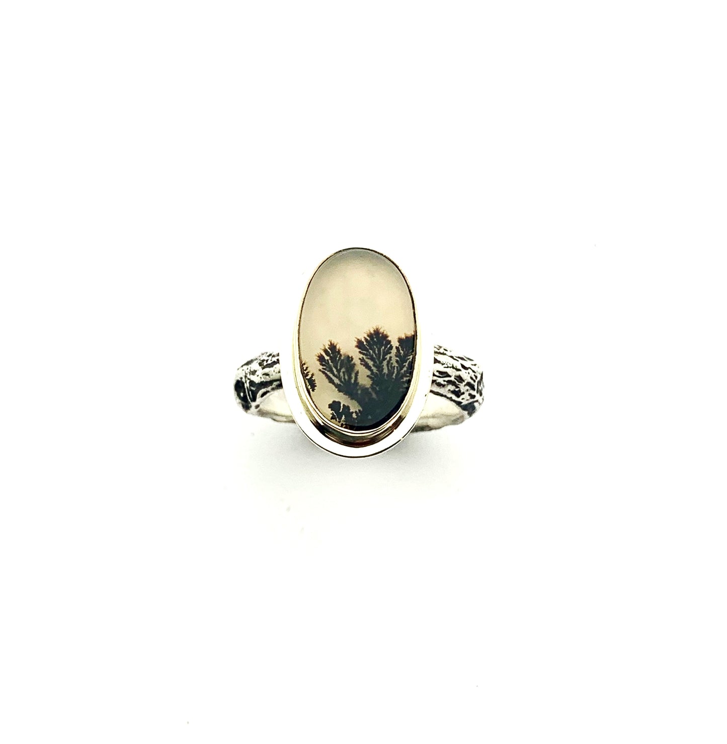 Dendritic Agate in 14k gold and silver