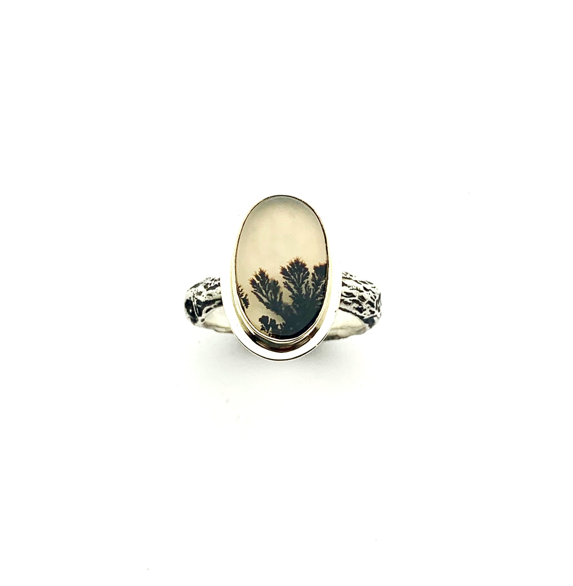 Dendritic Agate in 14k gold and silver