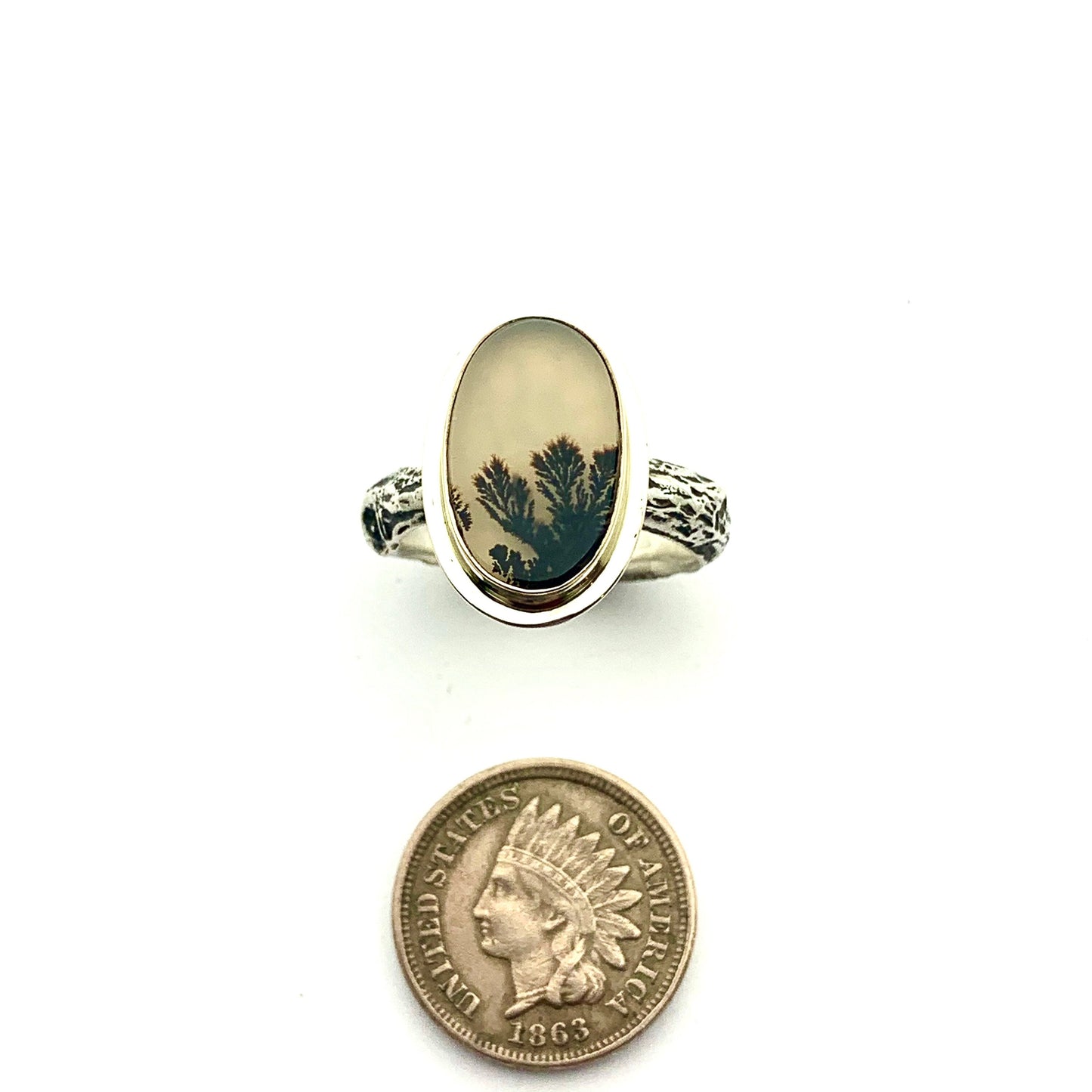 Dendritic Agate in 14k gold and silver