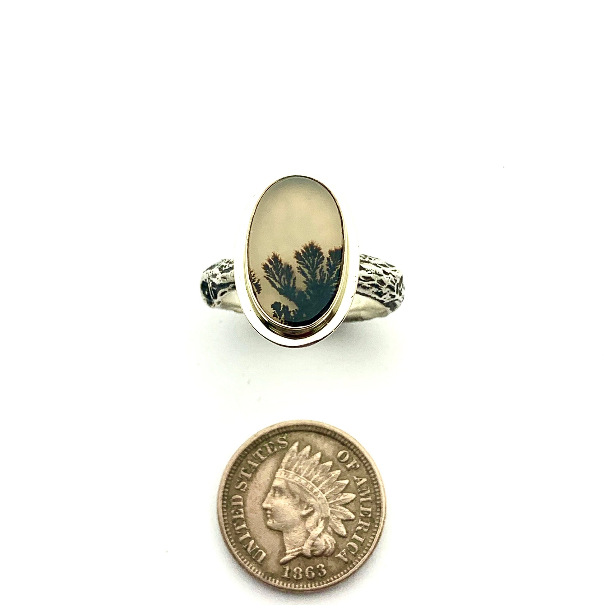 Dendritic Agate in 14k gold and silver