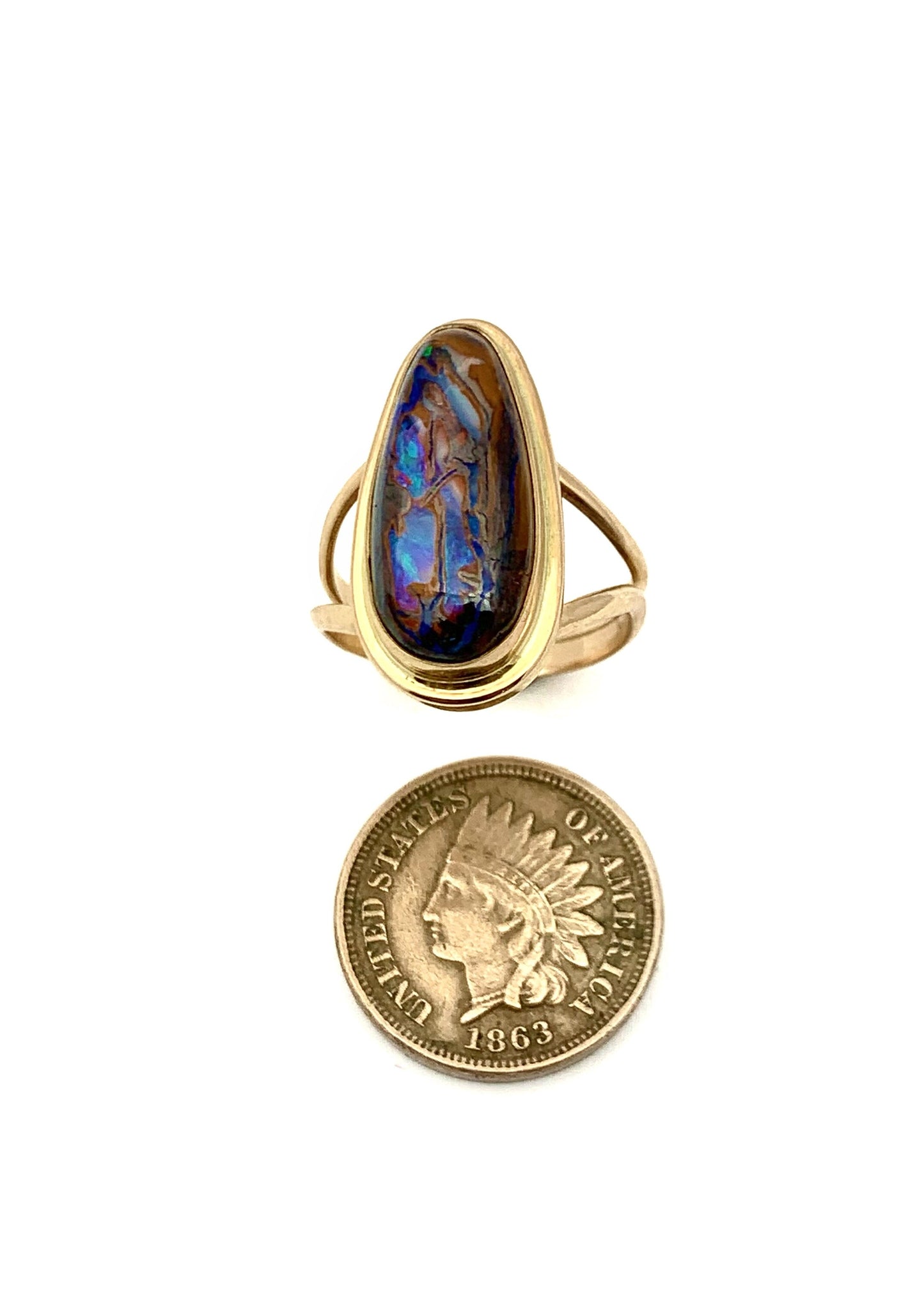 Australian Boulder Opal and 14k Gold Ring