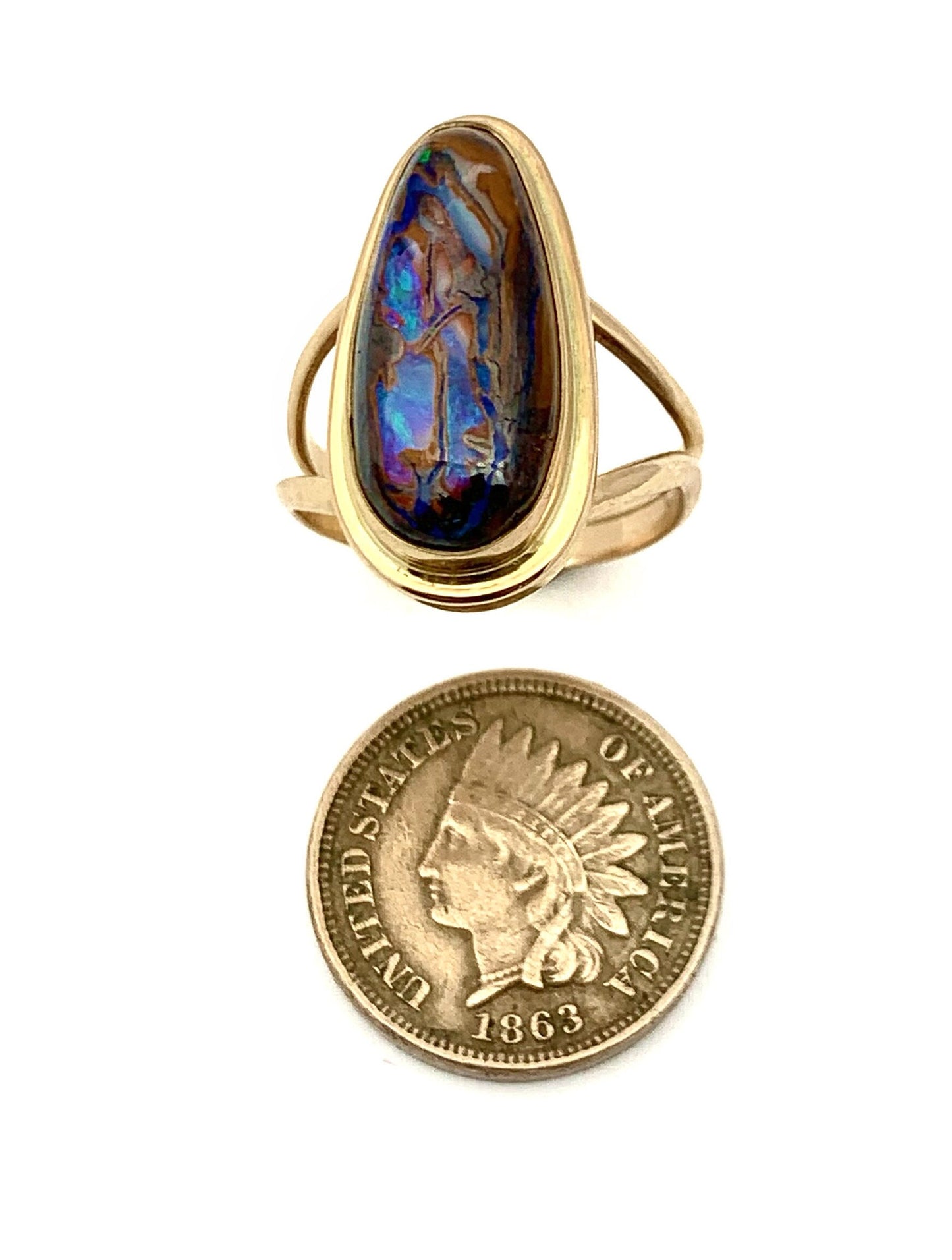 Australian Boulder Opal and 14k Gold Ring