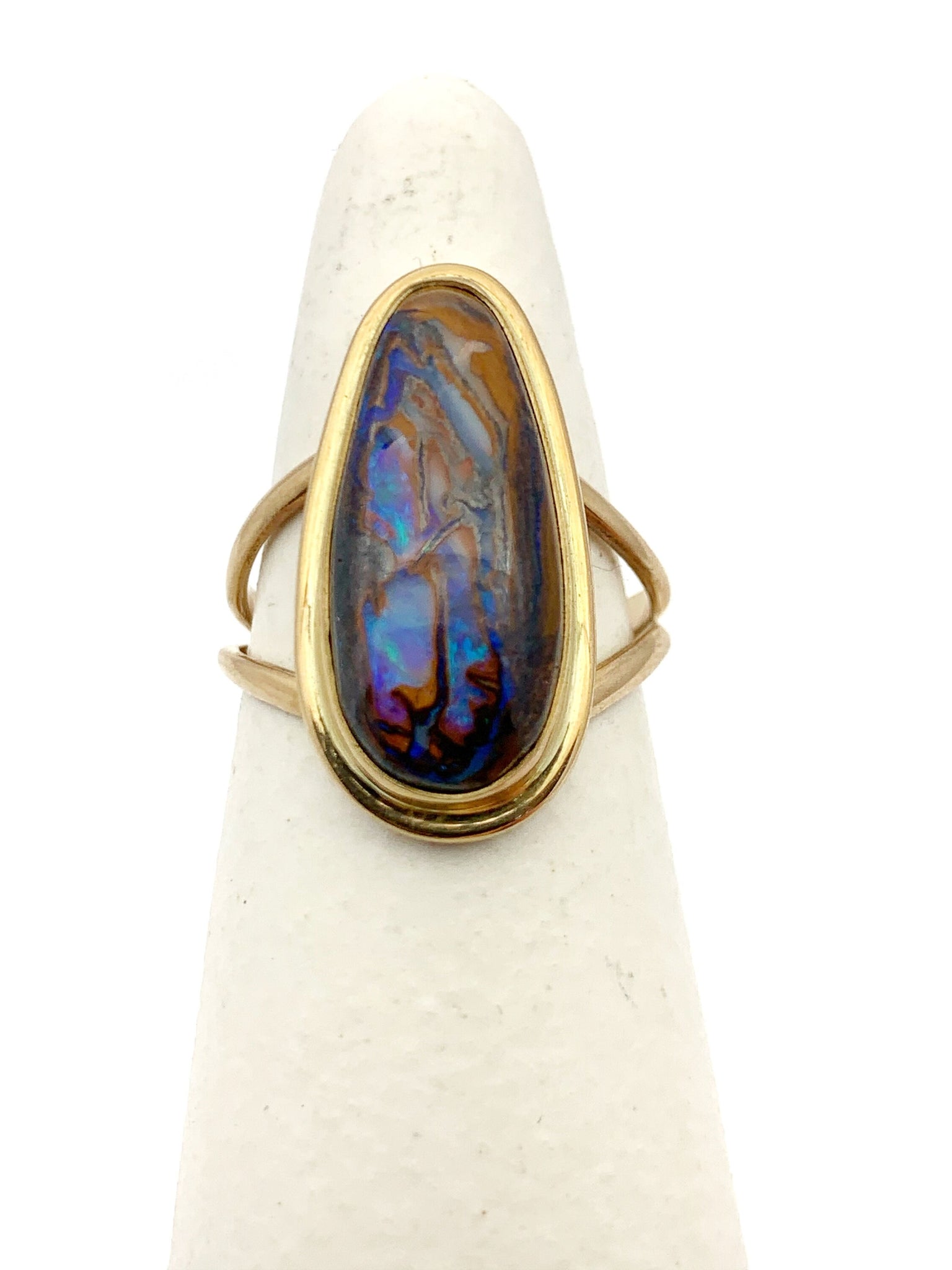 Australian Boulder Opal and 14k Gold Ring