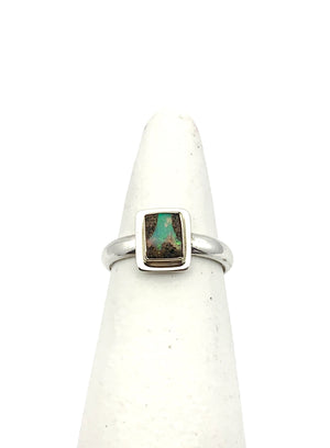 Australian Opal Ring in Silver and Gold, Pipe Opal Ring, October Birthstone Gift, Opal Statement Ring