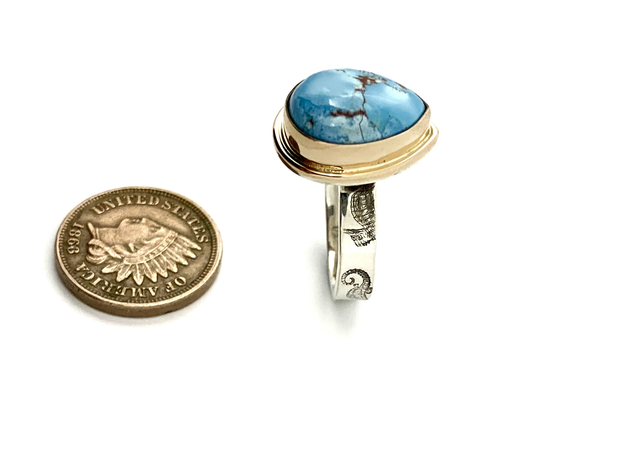 Kazakhstan Turquoise ring, Lavender Turquoise ring, Golden Hills Turquoise Ring, Turquoise Statement Ring, Boho Ring