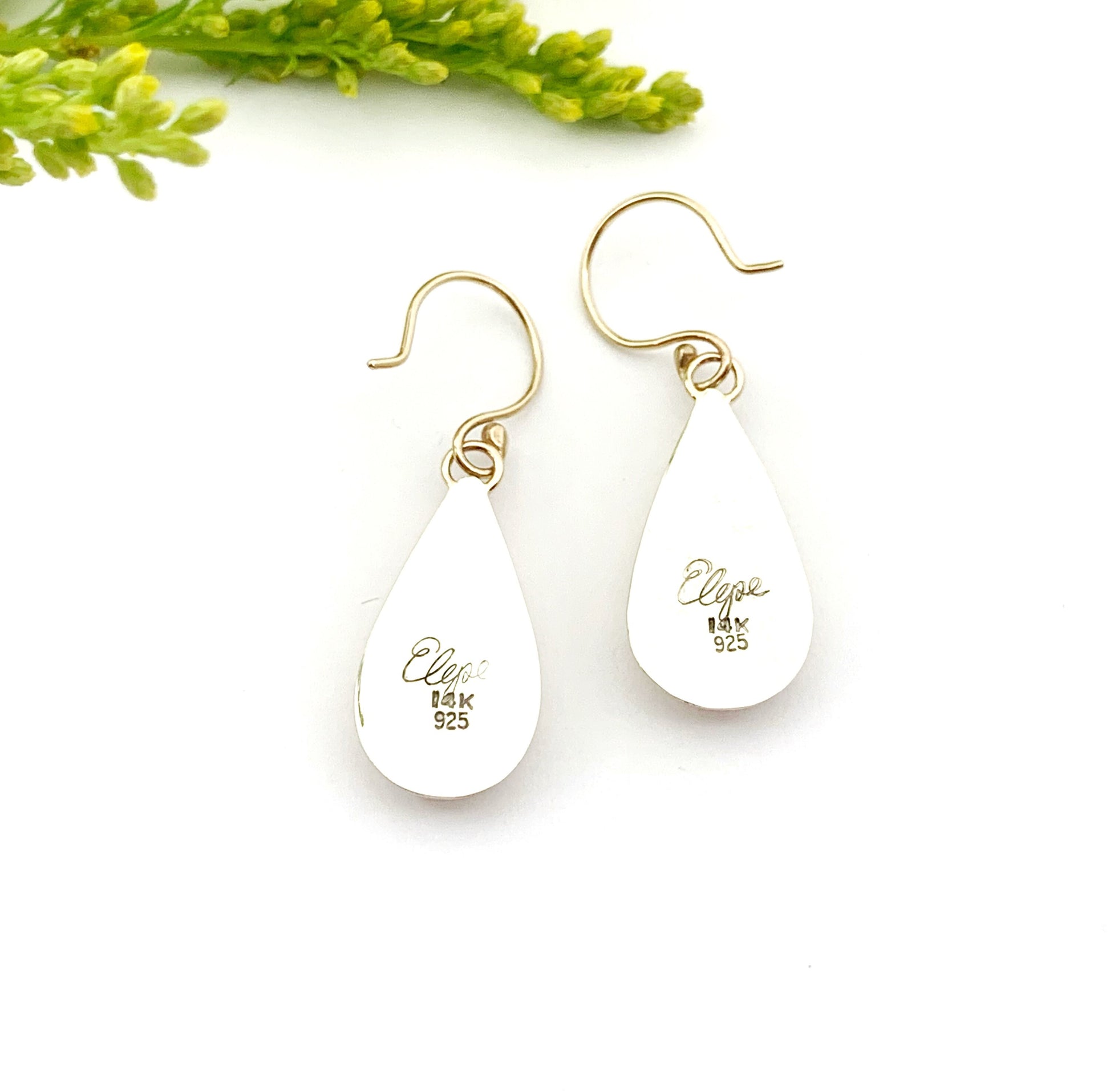 Dendritic Agate Earrings in Silver and Gold, Nature Jewelry Dangle Earrings, Garden Lover Earrings