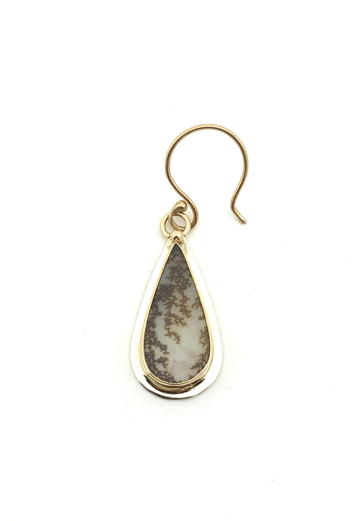 Dendritic Agate Earrings in Silver and Gold, Nature Jewelry Dangle Earrings, Garden Lover Earrings