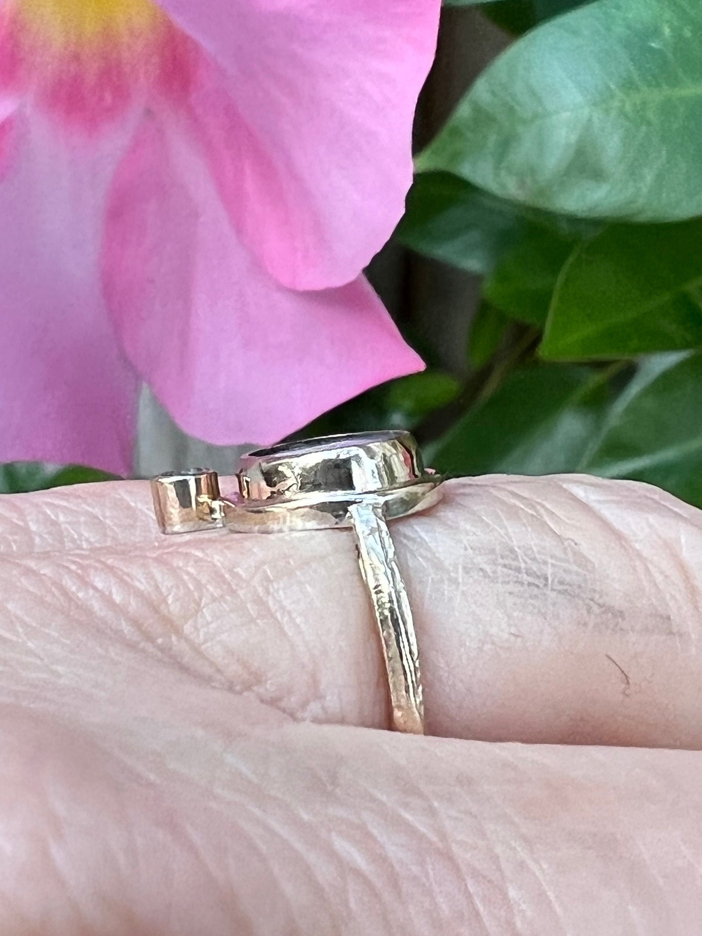 Australian Opal and Diamond in 14k Gold and Silver, October Birthstone, Solid Opal Statement Ring