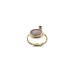 Australian Opal and Diamond in 14k Gold and Silver, October Birthstone, Solid Opal Statement Ring
