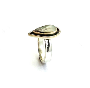 Dendritic Agate Ring in 14k Gold and Sterling Silver